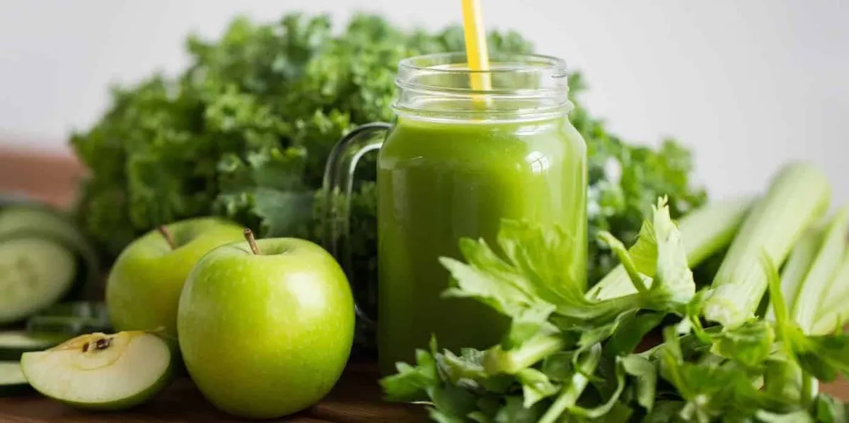 A glass of green juice