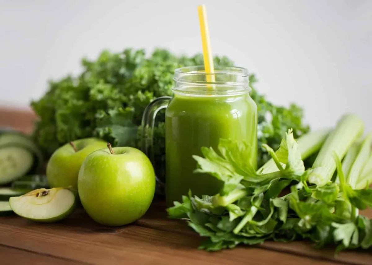 A glass of green juice